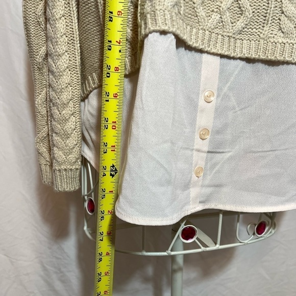 Monteau Sweater Button Down Combo - Cream & White - Size Medium - Picture 3 of 8